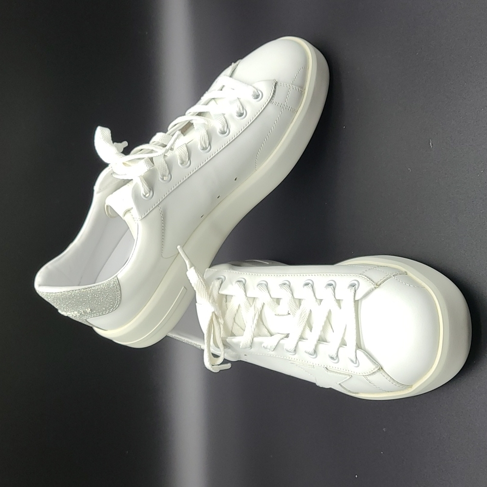 Golden Goose Pure Star glitter detail sneakers sz EU 40 / US 10 white silver